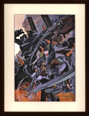 lithographie officielle Evangelion ANIMA par Ikuto Yamashita avec cadre en bois d'origine et passe-partout par Kadokawa.