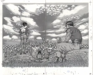Gros plan fac-similé officiel Berserk, détails Troupe du Faucon tome 12 par Kentaro Miura