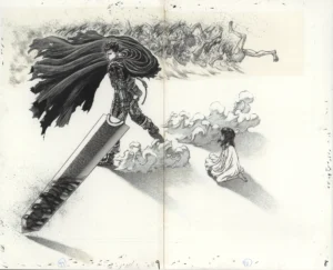 Fac-similé officiel Berserk, Guts protégeant Casca tome 19 par Kentaro Miura